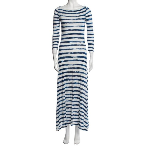 Ralph Lauren Black Label 100% Linen Paint Stroke Striped Maxi Dress - Picture 1 of 15